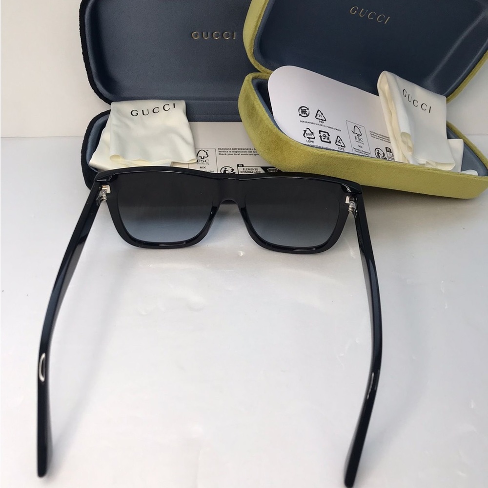 New Authentic Gucci Grey Rectangular Sunglasses GG0158SN 001 - Picture 9 of 12
